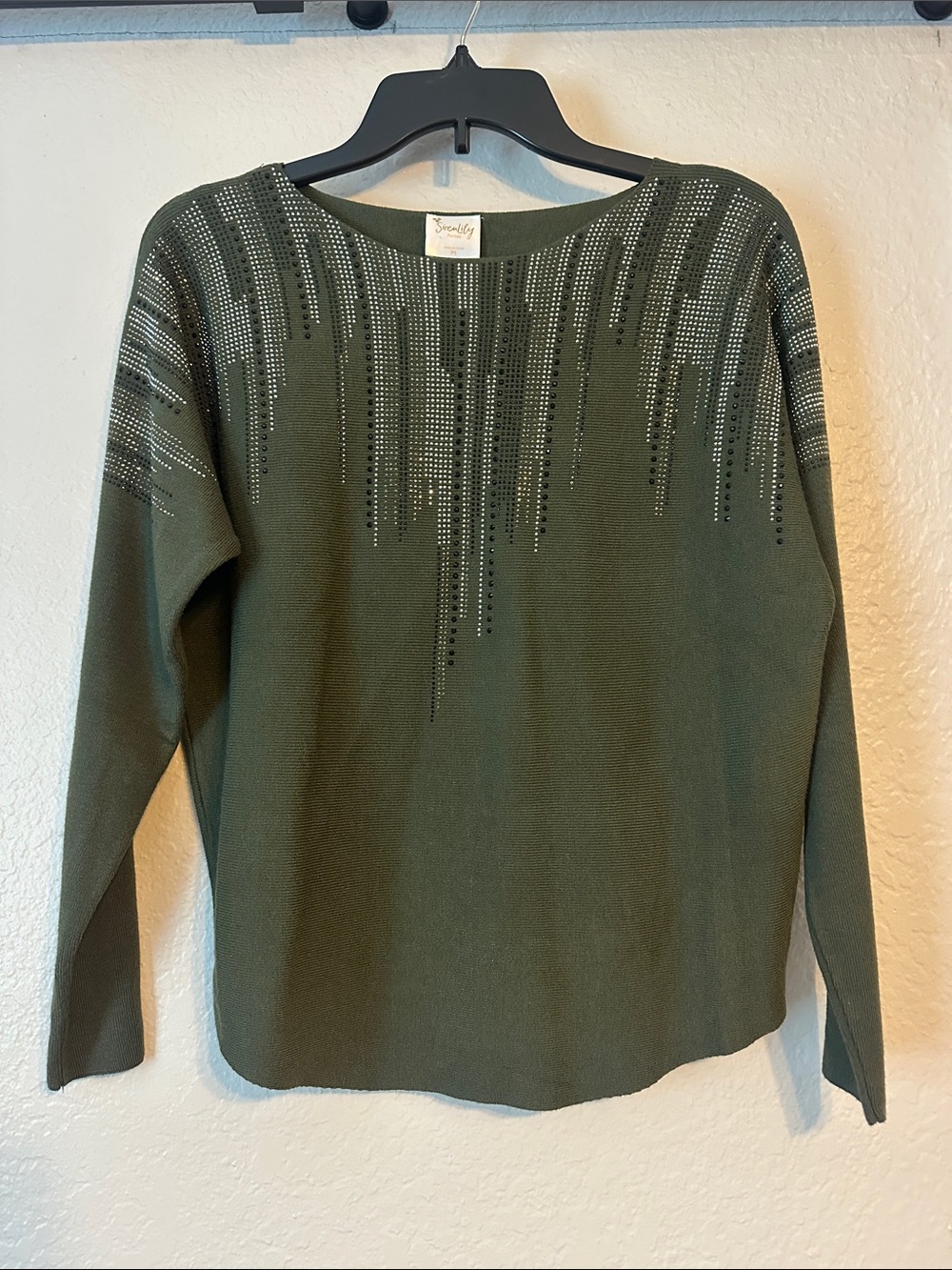 Siren Lily Olive Green Embellished Long Sleeve Sweatshirt